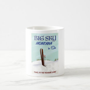Taza De Café Cartel de viaje de esquí en Big Sky, Montana