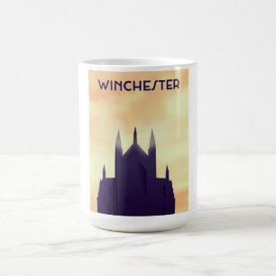 Taza De Café cartel de viaje de la catedral de Winchester impre