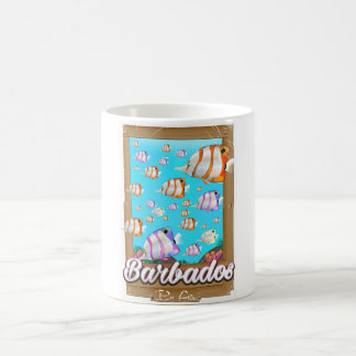 Taza De Café Cartel de viaje de peces tropicales de Barbados