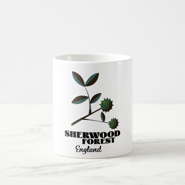 Taza De Café Cartel de viaje de Sherwood Forest England (Centro)