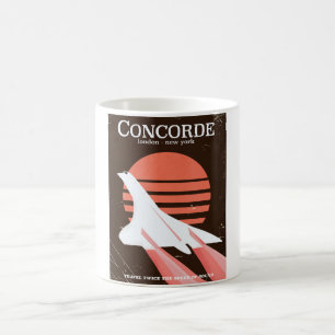Taza De Café cartel de viaje de vuelo vintage del Concorde