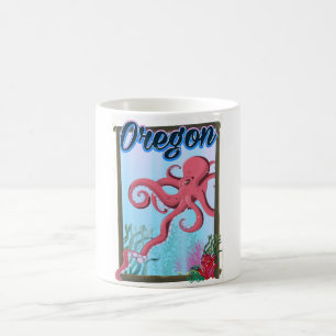 Taza De Café Cartel de viaje del pulpo de Oregón.