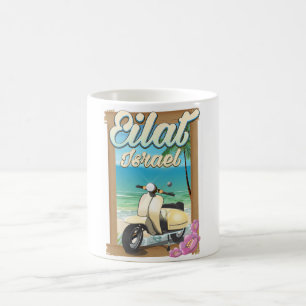 Taza De Café Cartel de viaje en scooter de la playa de Eilat Is