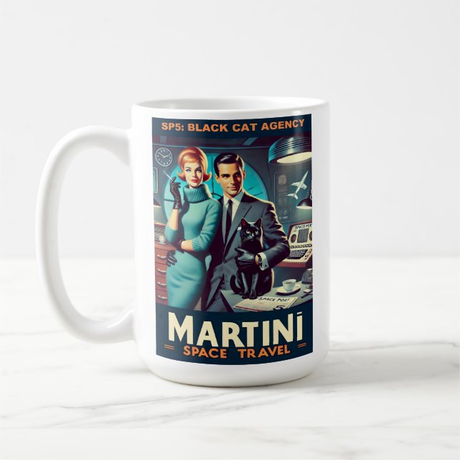 Taza De Café Cartel de viaje espacial Martini SP5: Agencia de g (Izquierda)