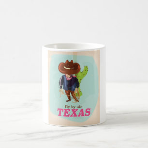 Taza De Café Cartel de viaje retro de vaquero de Texas