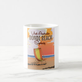 Taza De Café Cartel de viaje vintage de Bondi Beach