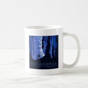 Taza De Café Cartel de viaje vintage de cueva caverna