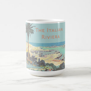Taza De Café Cartel de viaje vintage de Génova Riviera italiana