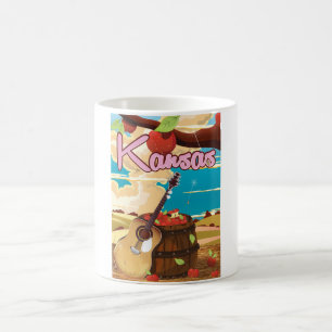 Taza De Café Cartel de viaje vintage de Kansas de dibujos anima