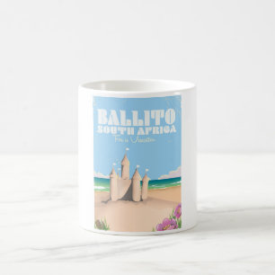 Taza De Café Cartel de viaje vintage de la playa Ballito Sudáfr