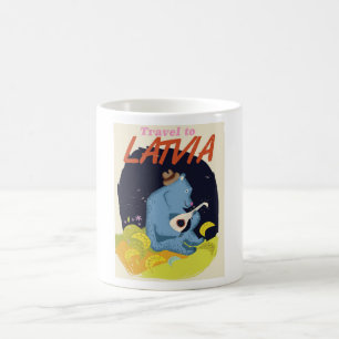 Taza De Café Cartel de viaje vintage de Letonia