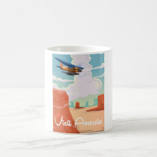 Taza De Café Cartel de viaje vintage de Visita América