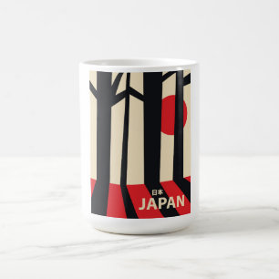 Taza De Café Cartel de viaje vintage del bosque de Japón.