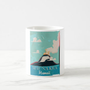 Taza De Café cartel de viaje vintage del volcán mauna kea Hawai
