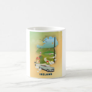 Taza De Café cartel de viaje vintage mapa de Irlanda