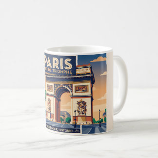 Taza De Café Cartel de viaje vintage París Arco de Triunfo