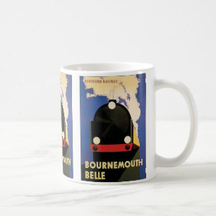 Taza De Café Cartel de viaje vintage, tren Bournemouth Belle