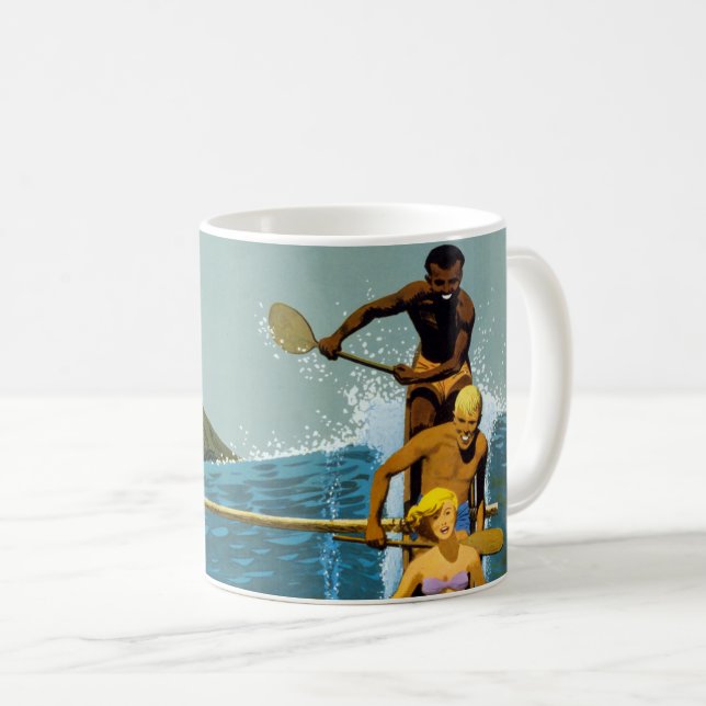 Taza De Café Cartel De Viajes De United Air Lines A Hawaii (Anverso derecho)