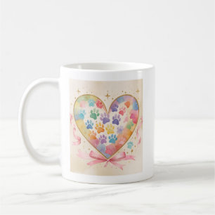 Taza De Café Cartel del corazón de Paw Print - arte de la pared