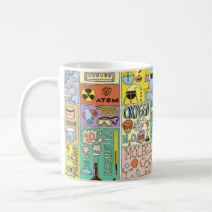 Taza De Café Carteles de ciencias de la química. Mano de color