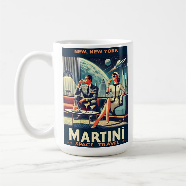 Taza De Café Carteles de viaje espacial Martini New York (Izquierda)