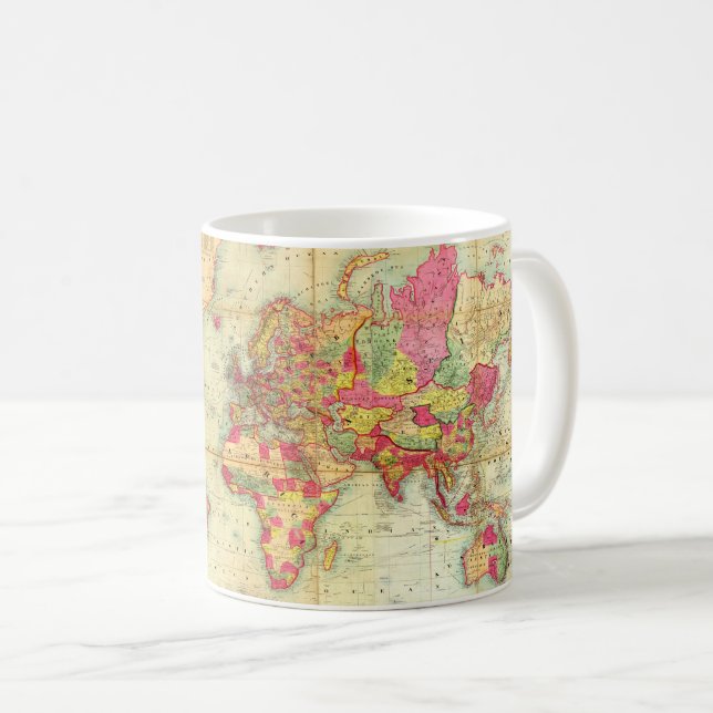 Taza De Café Cartografía de época del Mapa del Mundo (Anverso derecho)