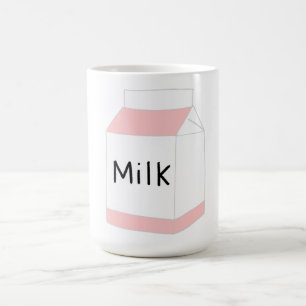 Taza De Café Cartón de Leche Rosa y Blanco