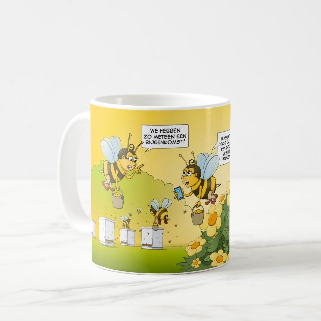 Taza De Café Cartoon; bijeenkomst en zoom meeting.  (Anverso izquierdo)