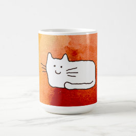 Taza De Café Cartoon Cat Doodle Line Drawing