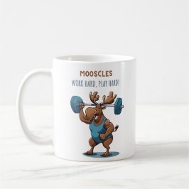Taza De Café Cartoon fitness moose training with weights