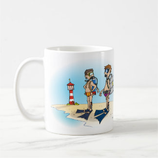 Taza De Café Cartoon; Op duikvakantie gaan. kaart