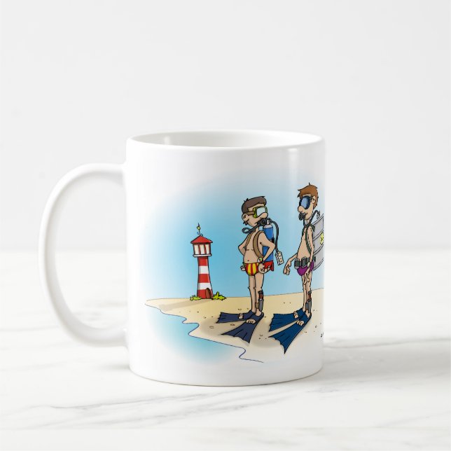Taza De Café Cartoon; Op duikvakantie gaan. kaart (Izquierda)
