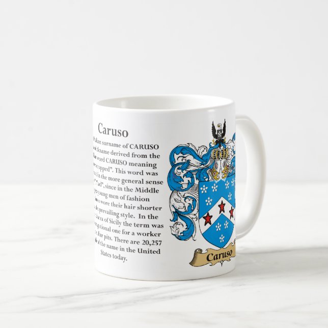 Taza De Caf Caruso el origen el significado y el escudo Zazzle.es