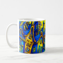 Taza De Café Casa colorida y caprichosa