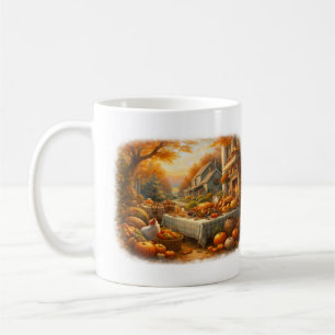Taza De Café Casa de Campo de Acción de Gracias de la Cosecha d