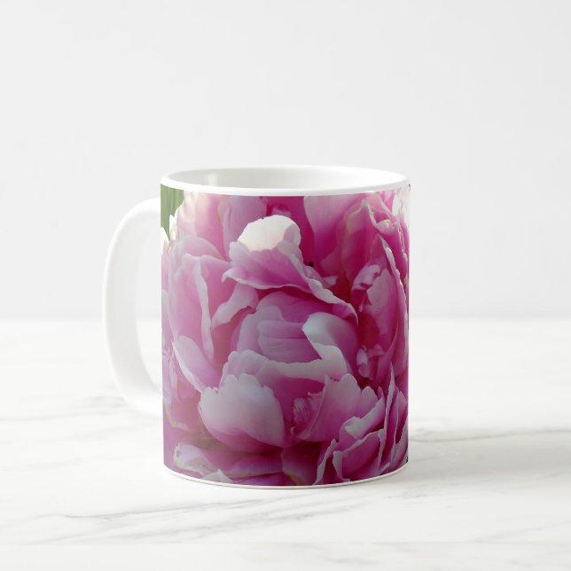 Taza De Café Casa de campo de campo con flores de Pink Peony (Anverso izquierdo)