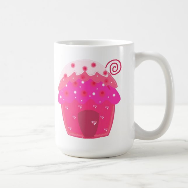 Taza De Café Casa de Cupcake Rosa (Derecha)