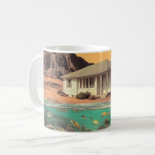 Taza De Café Casa de Desierto Surrealista con Arrecife Submarin