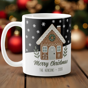 Taza De Café Casa de Galletas Boho Copos de Nieve Familia
