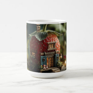 Taza De Café Casa de Hadas de Fresa con Línea de Tendedero en M