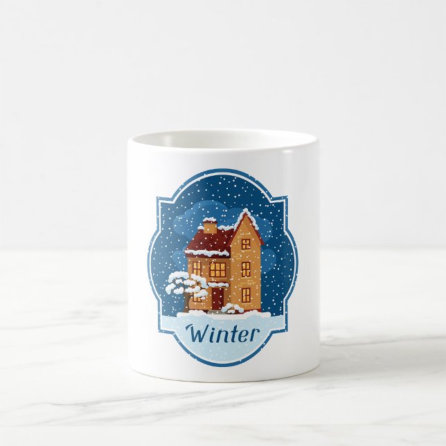 Taza De Café Casa De Invierno En La Nieve (Subido por el creador)