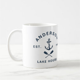 Taza De Café Casa de lago con ancla náutica: Vacaciones familia