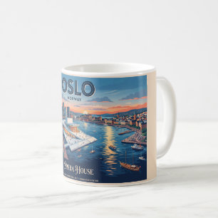 Taza De Café Casa de Ópera de Oslo Cartel de Viaje Vintage - No