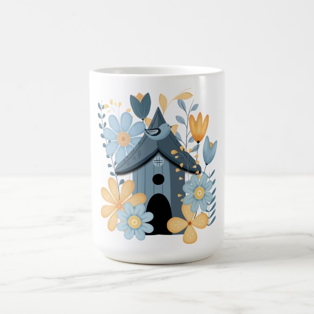 Taza De Café Casa de pájaro azul (Centro)