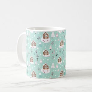 Taza De Café Casa de pan de jengibre adorable. Patrón de Navida