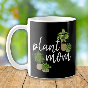 Taza De Café Casa de Plantas Mamá Verde Fondo Negro