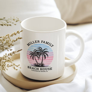 Taza De Café Casa de playa de color Palm Tree Sunset