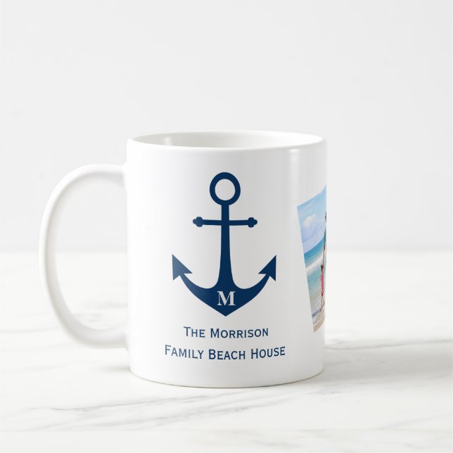 Taza De Café Casa de playa de la familia Monograma Anchor (Izquierda)