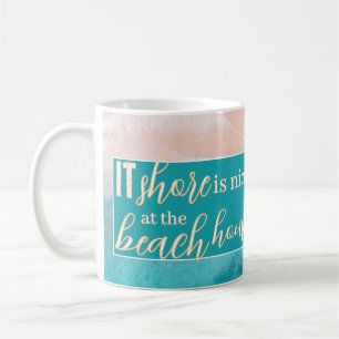 Taza De Café Casa de playa Elegante guión Pun Nombre de familia