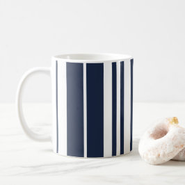 Taza De Café Casa de playa Navy Blue White Stripes